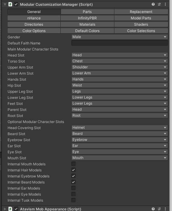 Equipment Display slots